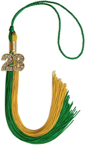 Vista 110 de Endea Graduation Borla de doble color con dije dorado (negro/oro brillante, 2022)