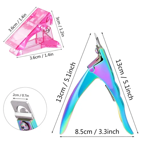 Vista 2 de 6 piezas de polygel de construcción rápida puntas de uñas clip rosa transparente extensión de dedo UV LED constructor puntas de uñas clips con 1