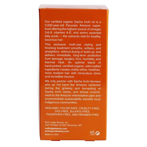 Vista 2 de Sashapure Tratamiento capilar suavizante y brillante con aceite de Sacha Inchi, elimina el encrespamiento, protección térmica, peinado y acabado