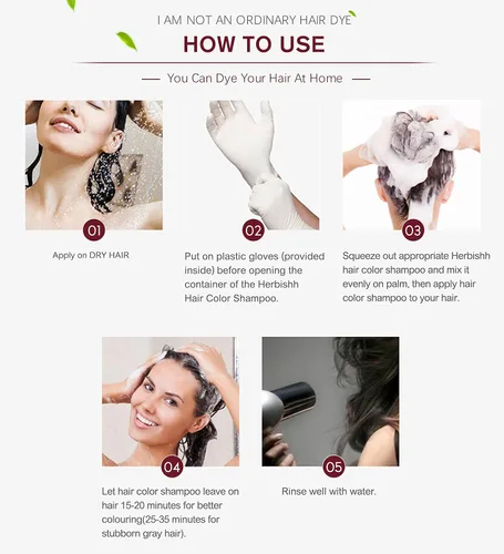 Vista 5 de Herbishh Combo de fortalecimiento del cabello que contiene champú de color para el cabello, tinte para el cabello, 16.9 fl oz borgoña + aceite