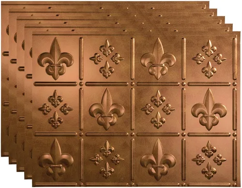 Vista 13 de FASÄDE Fleur-de-lis - Panel decorativo de vinilo decorativo para salpicaduras de 18 x 24 pulgadas en cobre piedra lunar (paquete de 5)