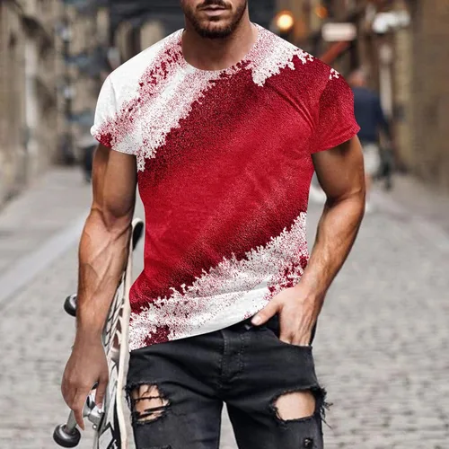 Vista 2 de Dealovy Tie Dye Camisetas para Hombre Blusas Tallas Grandes Cuello Redondo Jersey Tops Manga Corta Novedad Patrón Camiseta