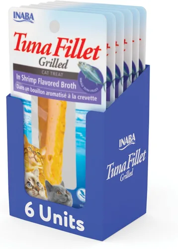 Vista 8 de INABA Filete de atún a la parrilla prémium cortado a mano para gatos, con vitamina E y extracto de té verde, 0.52 onzas cada uno, paquete de 6