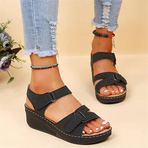 Vista 6 de Sandalias ortopédicas para mujer, con soporte para el arco, para caminar, cómodas sandalias ortopédicas de verano con correa trasera