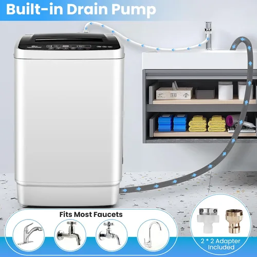 Vista 8 de Nictemaw Lavadora portátil de 20 libras, lavadora de carga superior completamente automática de 2.8 pies cúbicos con 4 programas, 4 niveles de agua