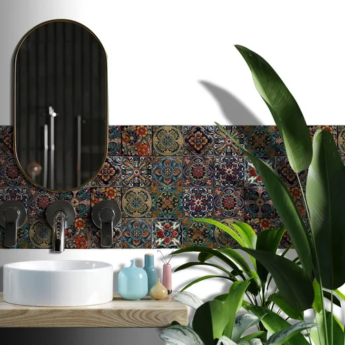 Vista 61 de Alwayspon Adhesivo para azulejos de pared moriscos para despegar y pegar, calcomanías de vinilo autoadhesivas para azulejos de cocina y baño, 4 x 4