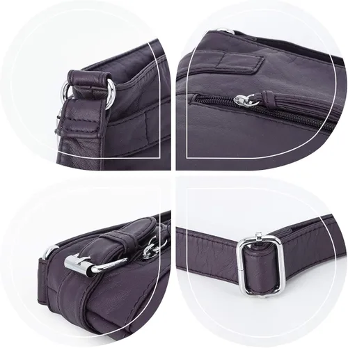 Vista 7 de Angel Kiss Bolsos cruzados para mujer de cuero lavado con múltiples bolsillos suaves y medianos