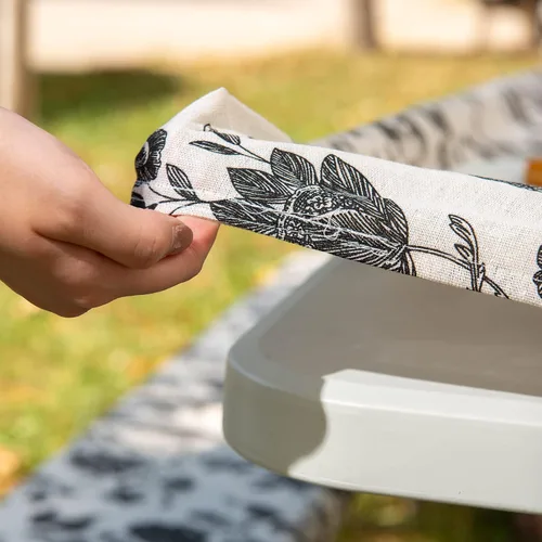 Vista 4 de ARTABLE Fundas para mesa de pícnic, bordes elásticos, rectangulares ajustadas, mesas de 6 pies, impermeables, juego de 3 piezas para camping, viaje