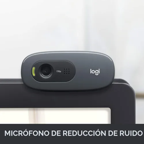 Vista 3 de Logitech C270 720p Webcam Plug-and-Play Wide Screen Video Calling - Black Auto-Light Correct, Noise-Reducing Mic, Zoom, Microsoft, Teams, Skype
