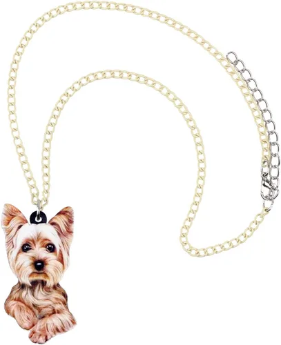Vista 4 de DUOWEI Lindo collar de perro Yorkshire Terrier para mascotas, colección de colgantes de joyería para mujeres