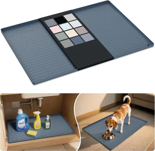 Vista 9 de URMONA - Tapete de silicona impermeable para debajo del fregadero, 16 x 10 Beige