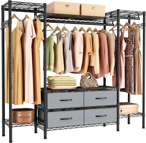 Vista 15 de Golpart Perchero resistente con estantes ajustables para ropa Negro