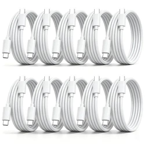 Vista 14 de Cable USB C a USB C de 6 pulgadas, paquete de 10 cables cortos USB-C de Negro