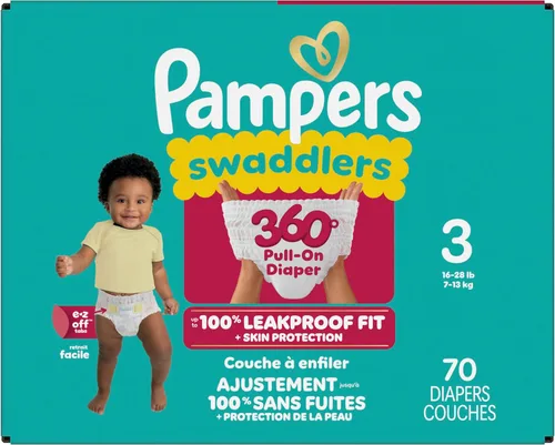 Vista 13 de Pañales Pampers - Swaddlers 360° - Talla 3, 70 unidades, hasta 100% de protección contra fugas, ajuste cómodo y seco, diseñado para cambios fáciles