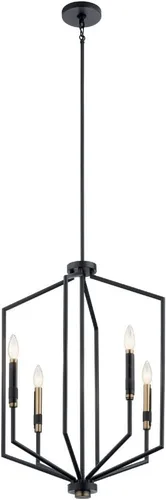 Vista 5 de Kichler Armand - Colgante de vestíbulo de 27 pulgadas con 4 luces en acabado negro y bronce