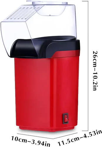 Vista 2 de Máquina eléctrica para hacer palomitas de maíz con cuchara medidora, palomitas de maíz rápidas, sin aceite, bueno para ver películas, fiestas, Rojo