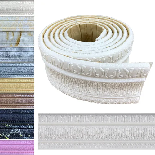 Vista 10 de Yutianli Moldura de Corona Despegar y Pegar Borde de Papel Tapiz Base de Pared Flexible Moldura Adhesiva Zócalo de Vinilo Autoadhesivo Moldura