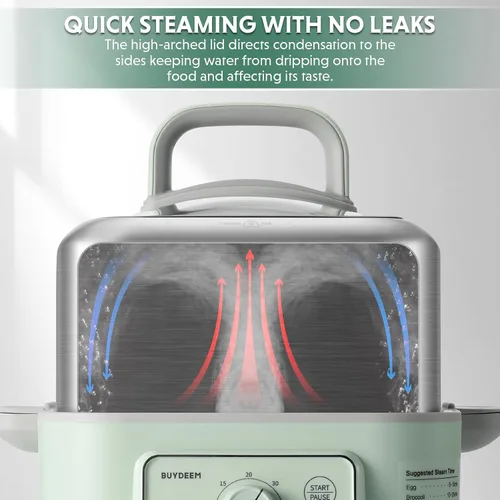 Vista 7 de BUYDEEM G52 - Vaporizador Eléctrico de Alimentos de 5.3 Cuartos de Galón para 2-4 Porciones, Vaporizador de Verduras para Cocinar, Mantiene Caliente