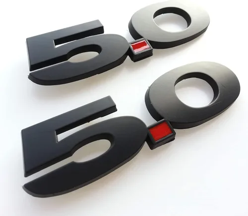 Vista 8 de 2 unidades (par) de placa de emblema para salpicadero lateral de puerta de 5.0 litros para Ford Mustang F150 GT - Negro completo (sin punto rojo)