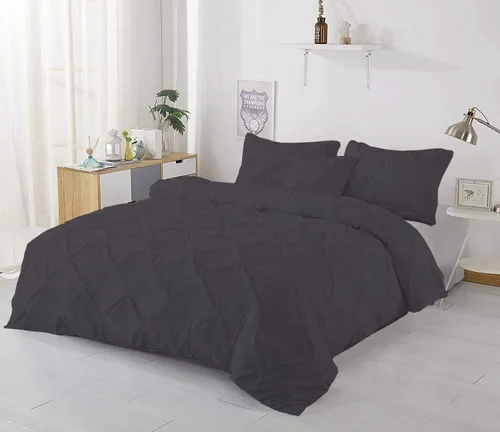 Vista 9 de Lujosa funda de edredón plisada de 1 pieza, tamaño matrimonial/queen (90 x 90 pulgadas), 100% algodón egipcio de 800 hilos, con cierre de cremallera