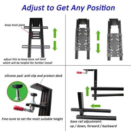 Vista 4 de HTLAKIKJ 2 Set Hotas Desk Mount for Flight Simulator Controls - Compatible with Thrustmaster, Logitech and VKB Flight Throttle and Joystick Hotas