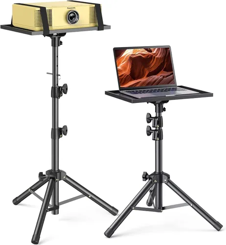 Vista 11 de AMADA Soporte para proyector, soporte para laptop con altura ajustable de 22 a 36 pulgadas, soporte de proyector resistente como bastidores de DJ