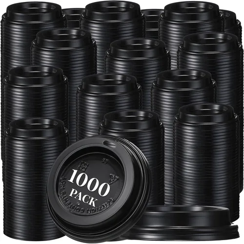 Vista 7 de Maxcheck Paquete de 1000 tapas para tazas de café a granel, cubiertas de cúpula desechables de 3.6 pulgadas con ventilación de aire, se adapta a