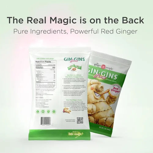 Vista 3 de GIN GINS Boost Red Magic Ginger Chews Soporte digestivo de 2 libras, 1 paquete