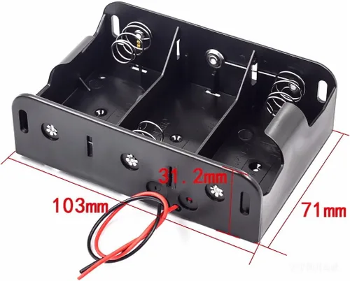 Vista 12 de 2 unidades de soporte para pilas D de 8 ranuras con respaldo doble y cables, caja para pilas de tamaño D de 8x1.5V 8D bilateral