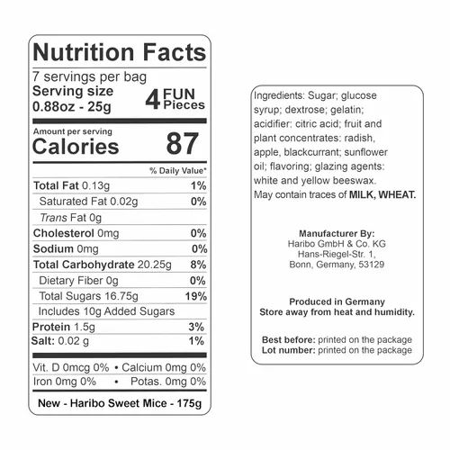 Vista 4 de Haribo Susse Mause (Sweet Ratones) Gummi Candy 7.05 oz