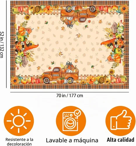 Vista 2 de Hexagram Mantel rectangular de otoño de 50 x 70 pulgadas, mantel de otoño