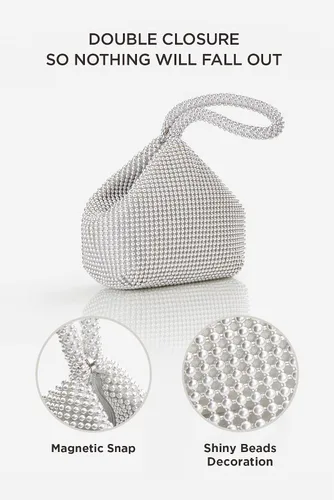 Vista 2 de BABEYOND Bolso de noche con cuentas para mujer, estilo vintage, elegante, triangular, para fiesta de los años 20, baile de graduación, boda