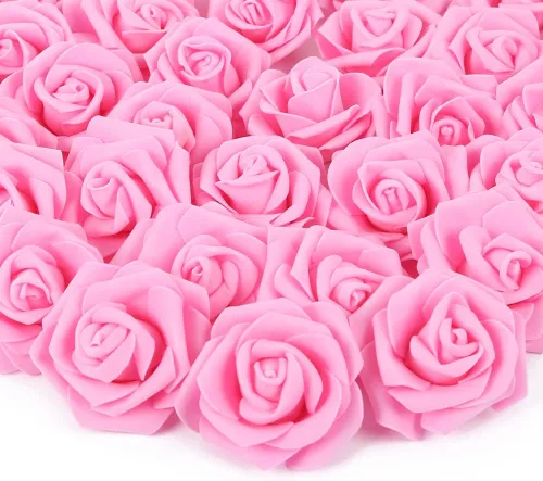 Vista 16 de Cabezas de rosas artificiales, 100 rosas falsas negras, cabezas de rosas artificiales de espuma para ramos de boda, centros de mesa, arreglos
