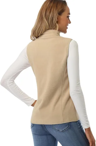 Vista 3 de Fuinloth Chaleco de vellón para mujer, suave, polar, sin mangas, ajuste clásico, con cremallera en los bolsillos
