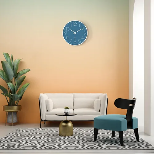 Vista 3 de Lafocuse Reloj de pared silencioso azul marino de 12 pulgadas, funciona con pilas, reloj de pared analógico para cocina, sala de estar, dormitorio