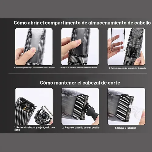 Vista 8 de Diydeg Cortadora de pelo eléctrica, luz de recarga USB, recortadora de pelo al vacío con succión automática de cabello, recortadora de pelo