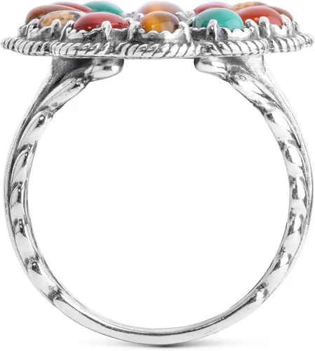 Vista 5 de Anillo con diseño de ojo de tigre, jaspe y cornalina de plata de ley americana, tamaño 5 a 10