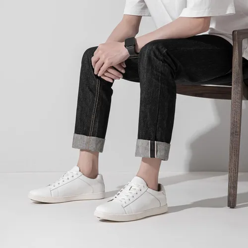 Vista 8 de Jousen Zapatos casuales para hombre, zapatillas de vestir de cuero, zapatos casuales de negocios para hombres, zapatillas de moda transpirables