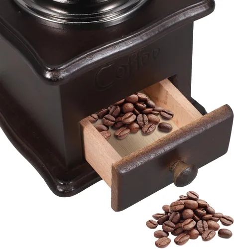 Vista 5 de Generic Molinillo de café manual vintage, molinillo portátil de grano de café para café expreso turco, ideal para camping y hogar, marrón oscuro