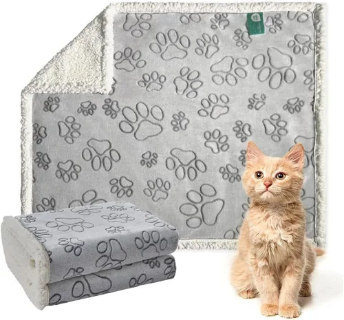 Vista 37 de Manta impermeable calmante para gatos de interior, manta suave y silenciosa de felpa para mascotas, manta gruesa de piel sintética de 500 GSM