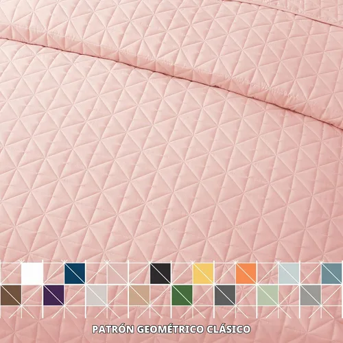 Vista 3 de Exclusivo Mezcla Quilts - Juego de ropa de cama tamaño King, color rosa Cuadrícula Rosa