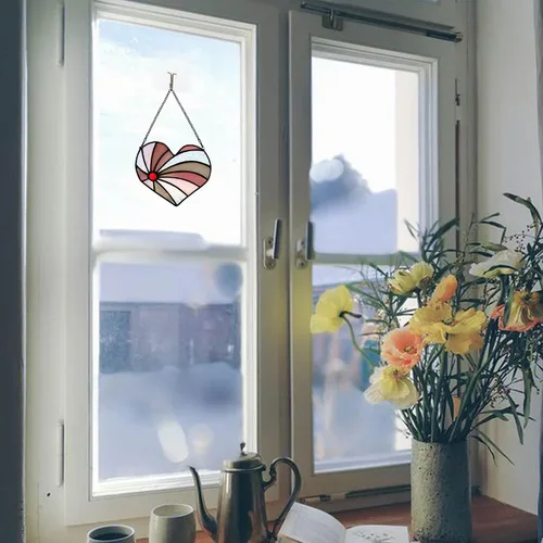 Vista 6 de Atrapasoles con forma de corazón para colgar ventanas, regalo de cumpleaños en forma de corazón para abuela, tía, hermana, padres, para mujeres