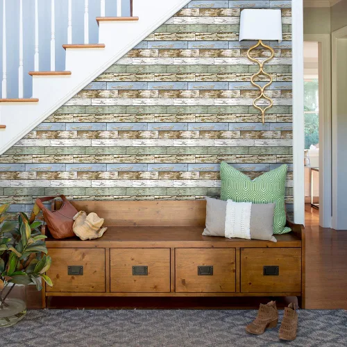Vista 8 de Commomy 3D Wall Panels Self-Adhesive Wood Effect Pack of 10 30 x 30 cm