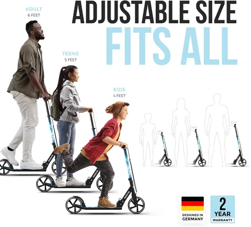 Vista 5 de APOLLO Patín plegable para adultos, adolescentes y niños a partir de 6 años con ruedas grandes (XXL), scooters plegables con opciones de rueda