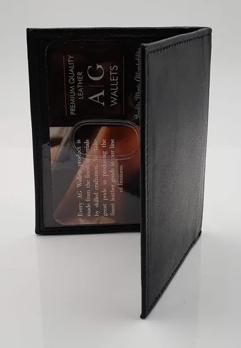 Vista 5 de AG Wallets Soporte de licencia plegable de cuero para 2 identificaciones, Negro -, Tarjetero e identificación