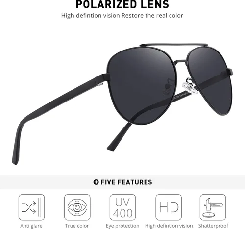 Vista 5 de OLIEYE - Gafas de sol polarizadas para hombre y mujer con funda de espejo de estilo clásico