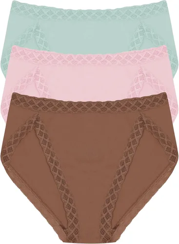 Vista 27 de Natori Paquete de 3 calzoncillos de corte francés Pima Bliss para mujer Negro/Café/Blanco