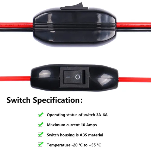Vista 5 de SinLoon Cable de cargador de batería SAE con interruptor, 12 V 10 A, enchufe macho a impermeable, adaptador de liberación rápida, cable de carga