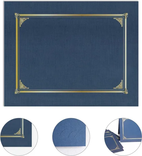 Vista 8 de Geographics Fundas clásicas de lino para certificados/documentos, color azul marino, paquete de 25, 12.5 x 9.75 pulgadas