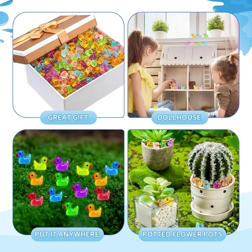 Vista 6 de Barydat 125 piezas de mini pato de resina de Navidad que brilla en la oscuridad, pequeño pato luminou, a granel para ocultar bromas, idea